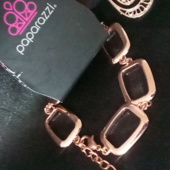 Paparazzi earrings & bracelet both copper tone. Sz 7.5 +2 nwt - Picture 2 of 6